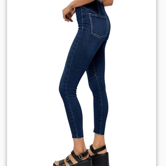 free people we the free miles away dark wash raw hem skinny jeans size 28 - Picture 3 of 13